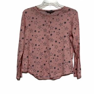 #followme Long Sleeve Henley Star Print Shirt Sz M